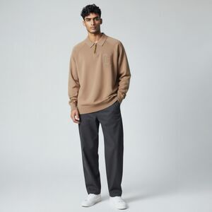 HONOR THE GIFT Men's Quarter Zip Henley Sweater - Clay/Brown - Size Large (L)